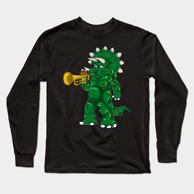 Triceratops Dinosaur Trumpeter Long Sleeve T-Shirt by ShirtsShirtsndmoreShirts